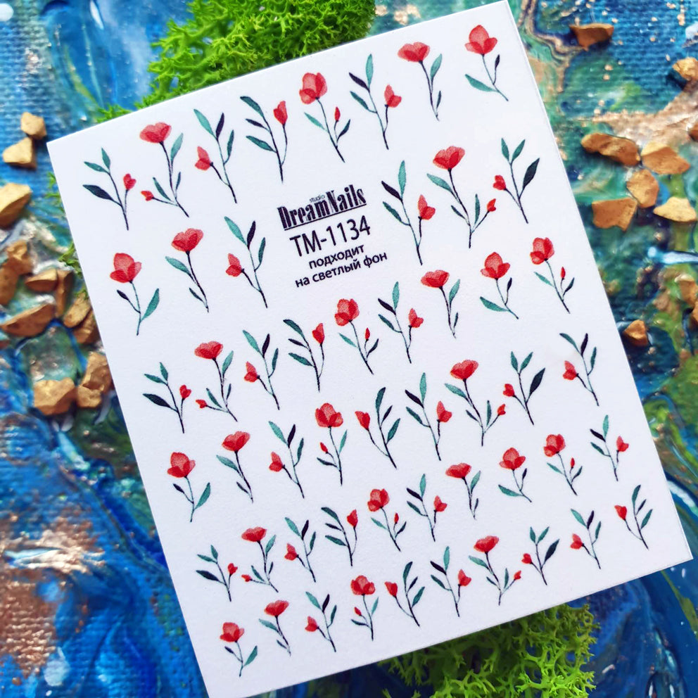 Water nail decals 2d color TM-1134