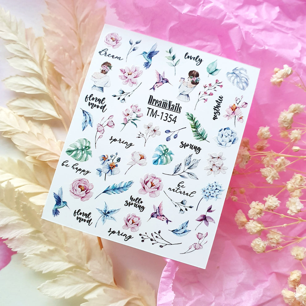 Water nail decals 2d color TM-1354