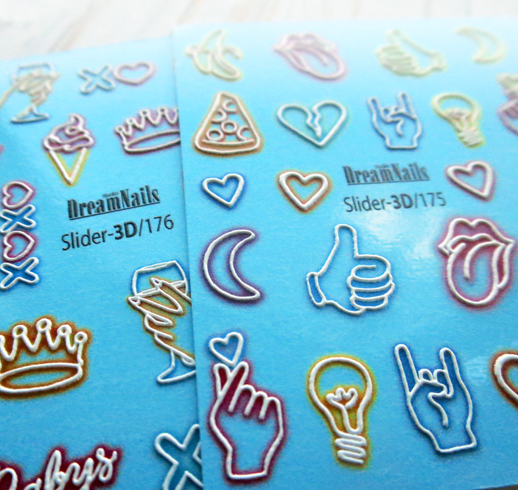 Water nail decals 3d slider 3D-176