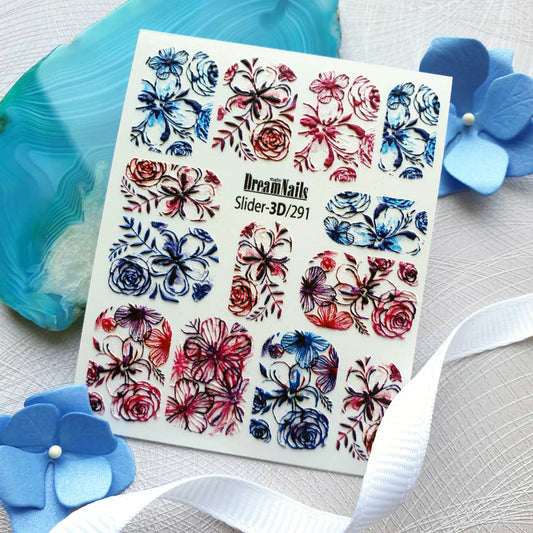 Water nail decals 3d slider 3D-291