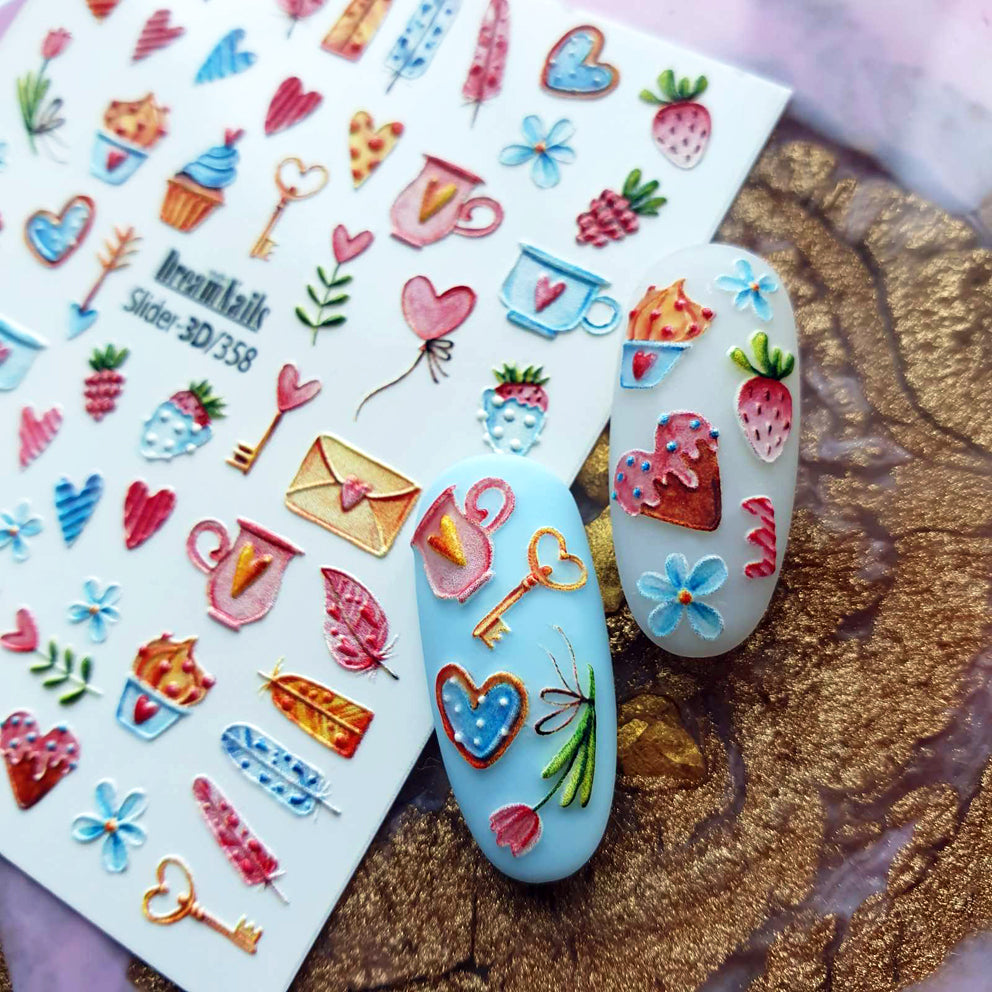 Water nail decals 3d slider 3D-358