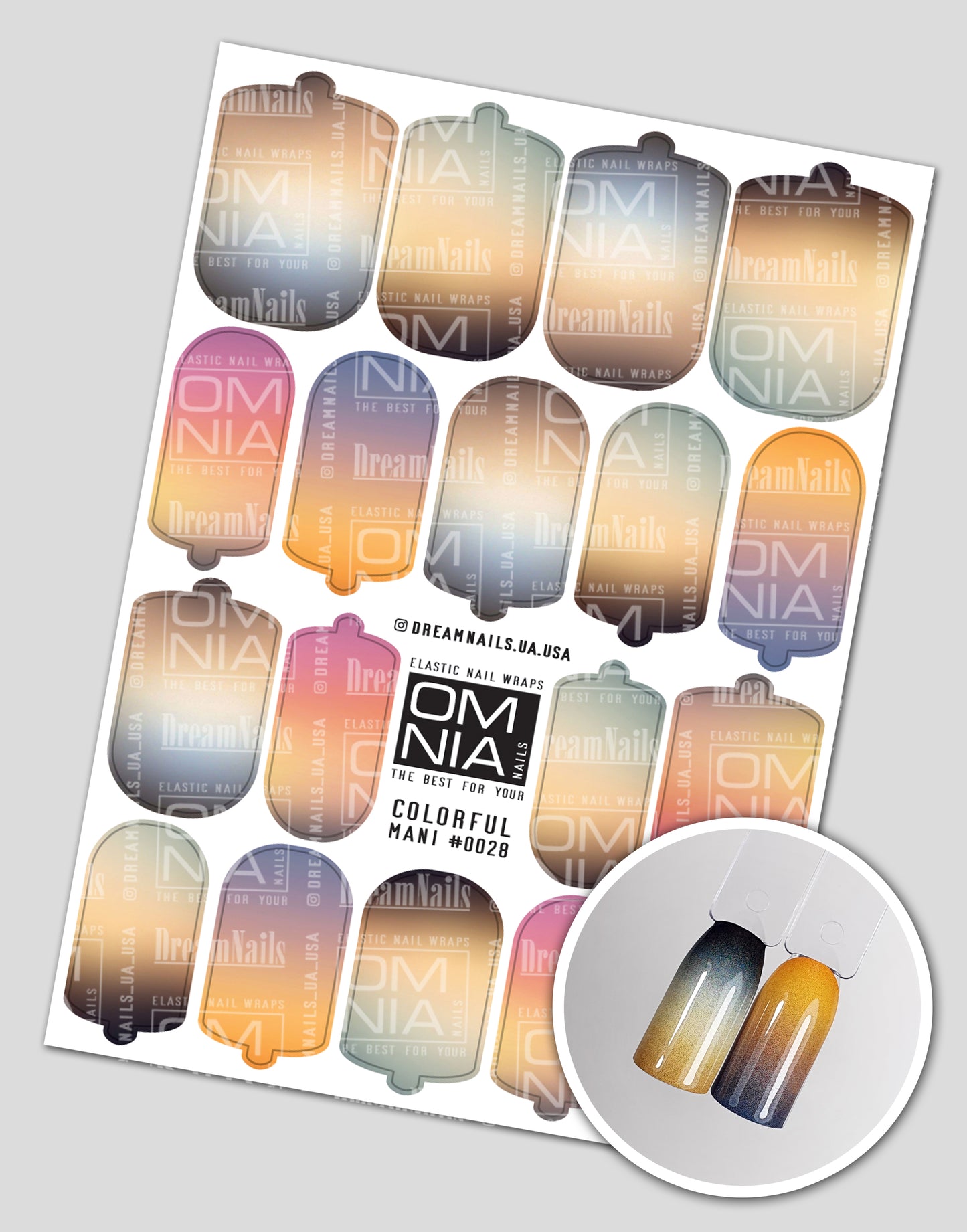 Nail wraps mani colorful M-28