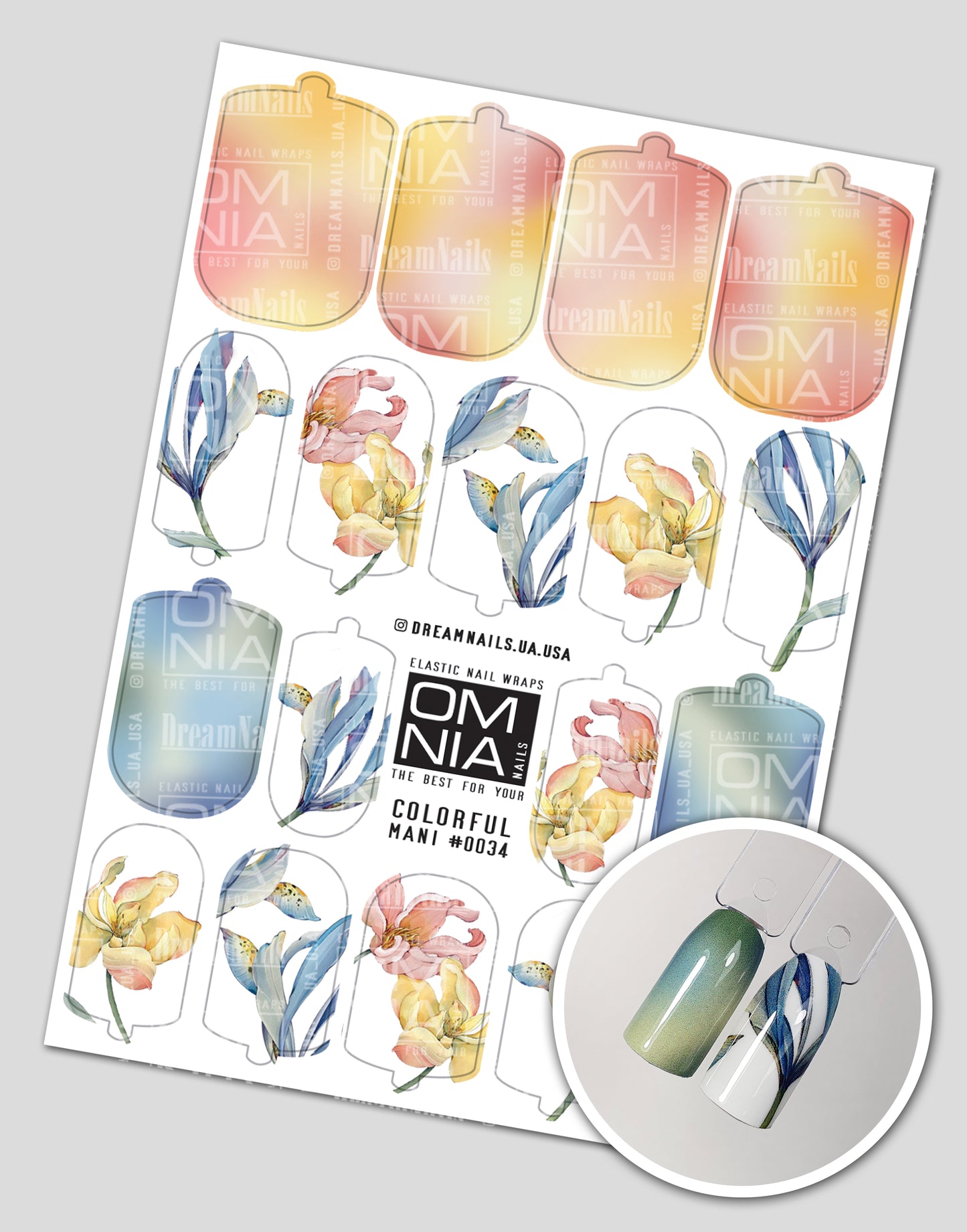 Nail wraps mani colorful M-34