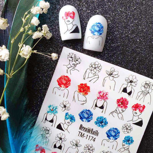 Water nail decals 2d color TM-1174