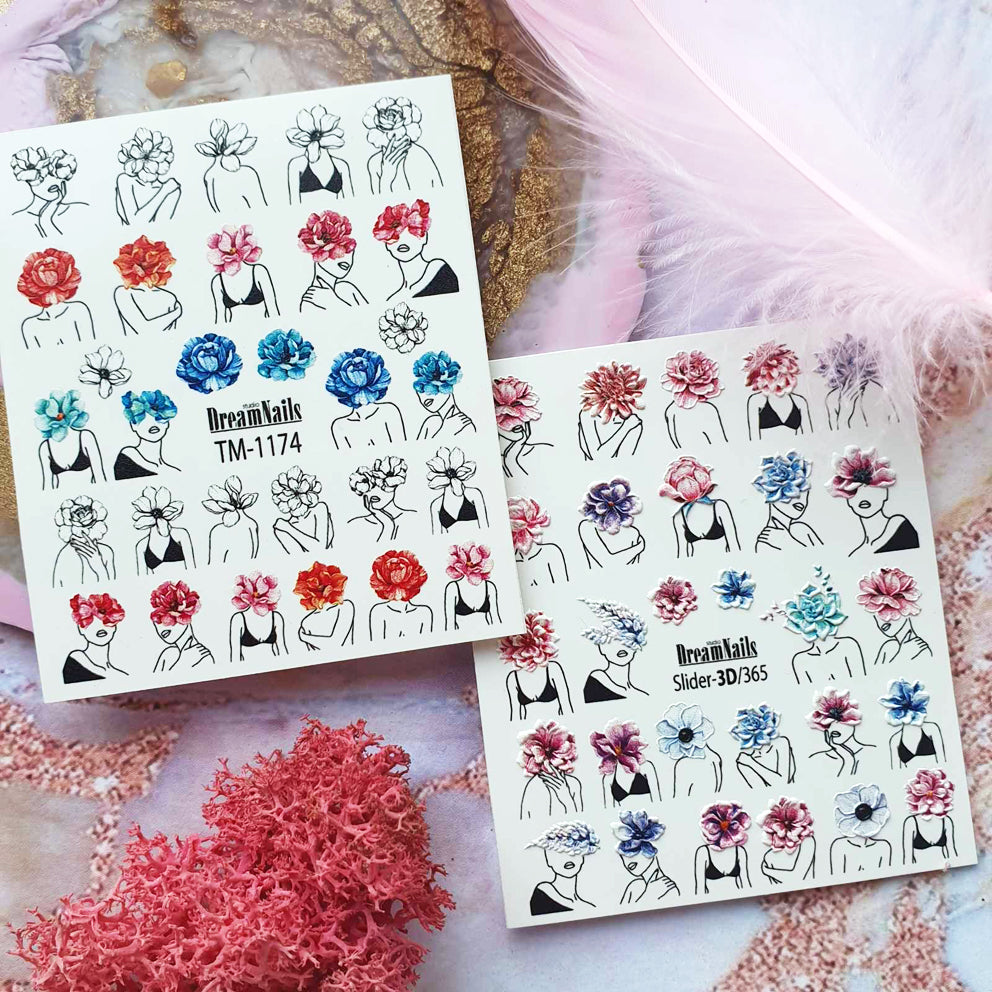 Water nail decals 2d color TM-1174