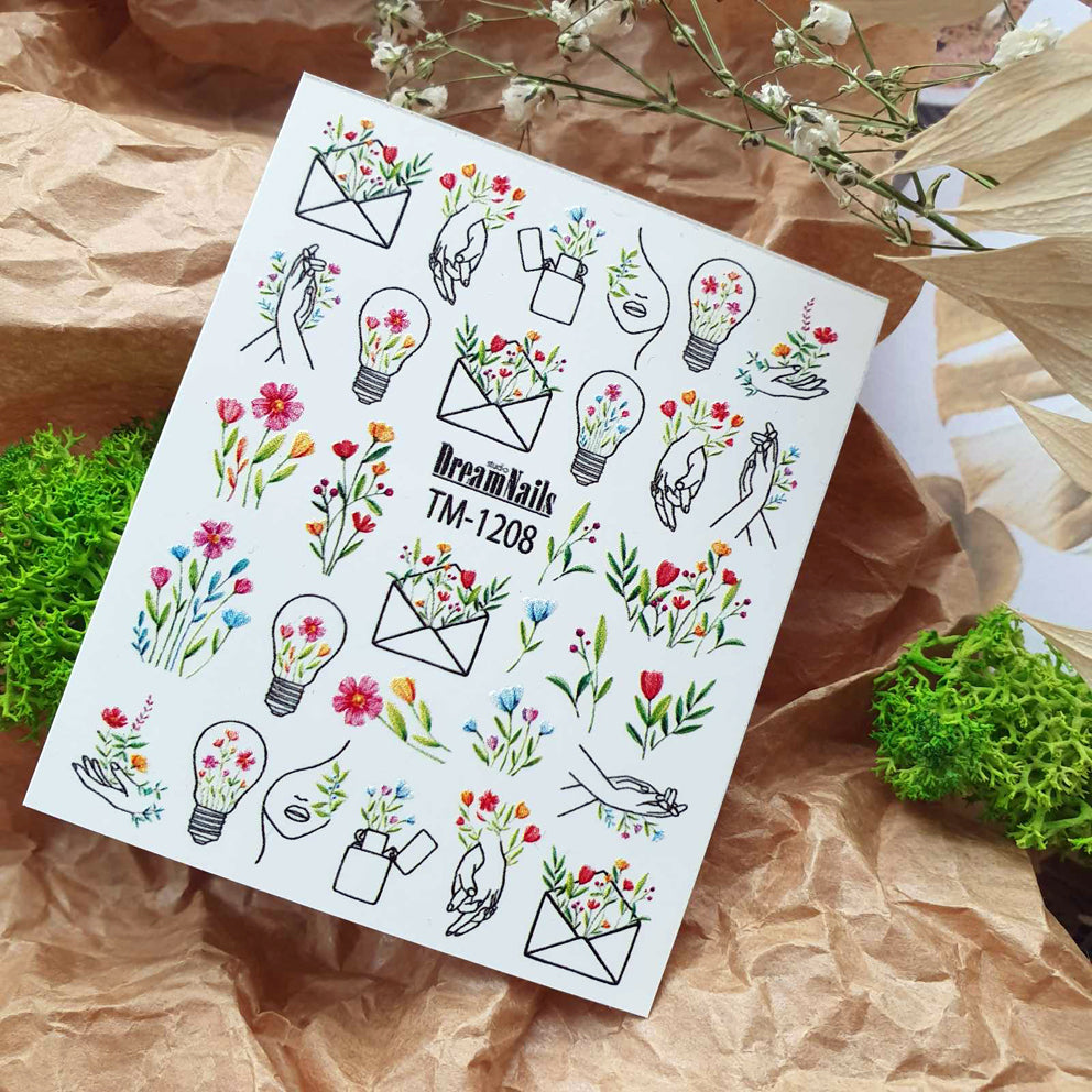 Water nail decals 2d color TM-1208