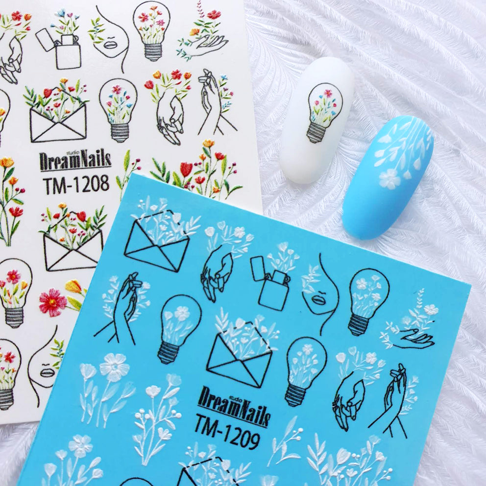 Water nail decals 2d color TM-1208