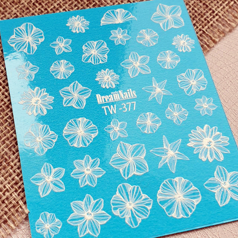 Water nail decals 2d white TW-377