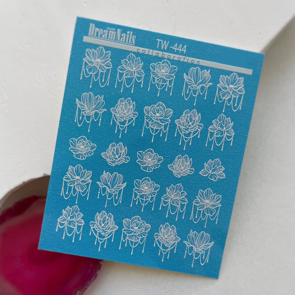 Water nail decals 2d white TW-444